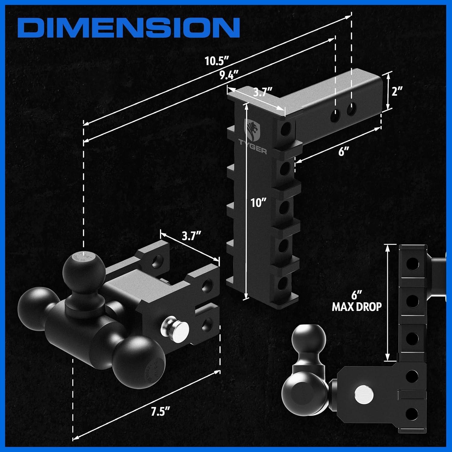 imageTYGER Towing Combo 2inch Receiver Hitch ampamp Wiring Harness ampamp Hitch Cover Fits 20072018 Wrangler JK 2Dr ampamp 4Dr Exclude 2018 JL ModelsTriBall Mount