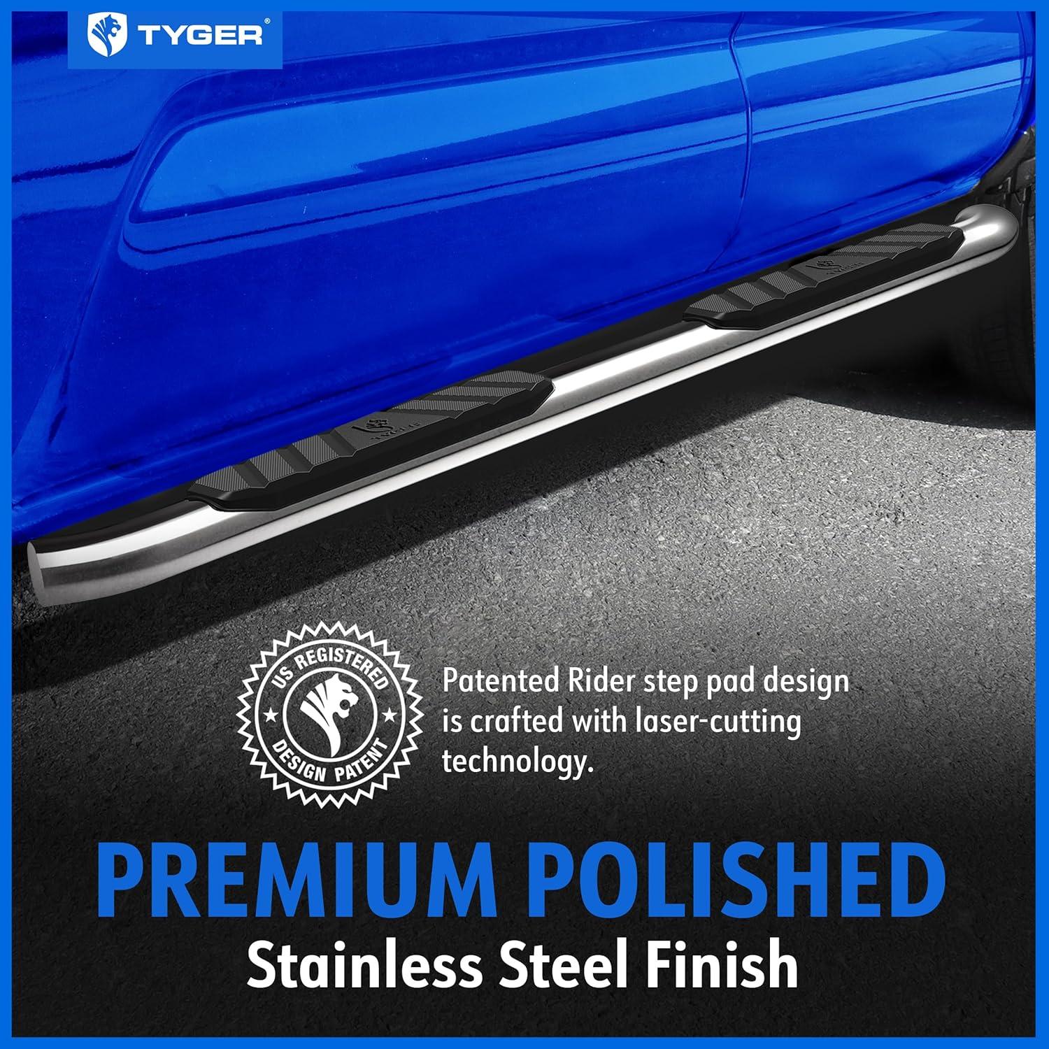 imageTyger Auto 35quot Rider Running Boards Compatible with 20192026 Chevy Silverado GMC Sierra 1500 20202026 2500 3500HD  Crew Cab  TGSS2C35068  Side Step Rail Nerf BarsStainless Steel