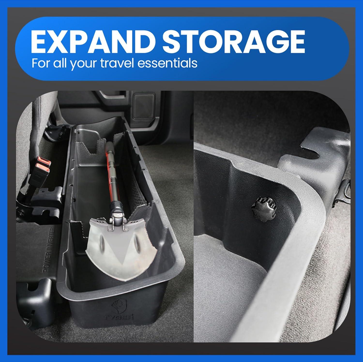 imageTyger Auto Rear Under Seat Storage Box Compatible with 20192025 Chevy Silverado 1500GMC Sierra 1500 20202025 2500 3500  Double Cab ampamp Crew Cab  CustomFit Cargo Organizer Console  TGCB5C88381524 F150Super Duty Crew Cab