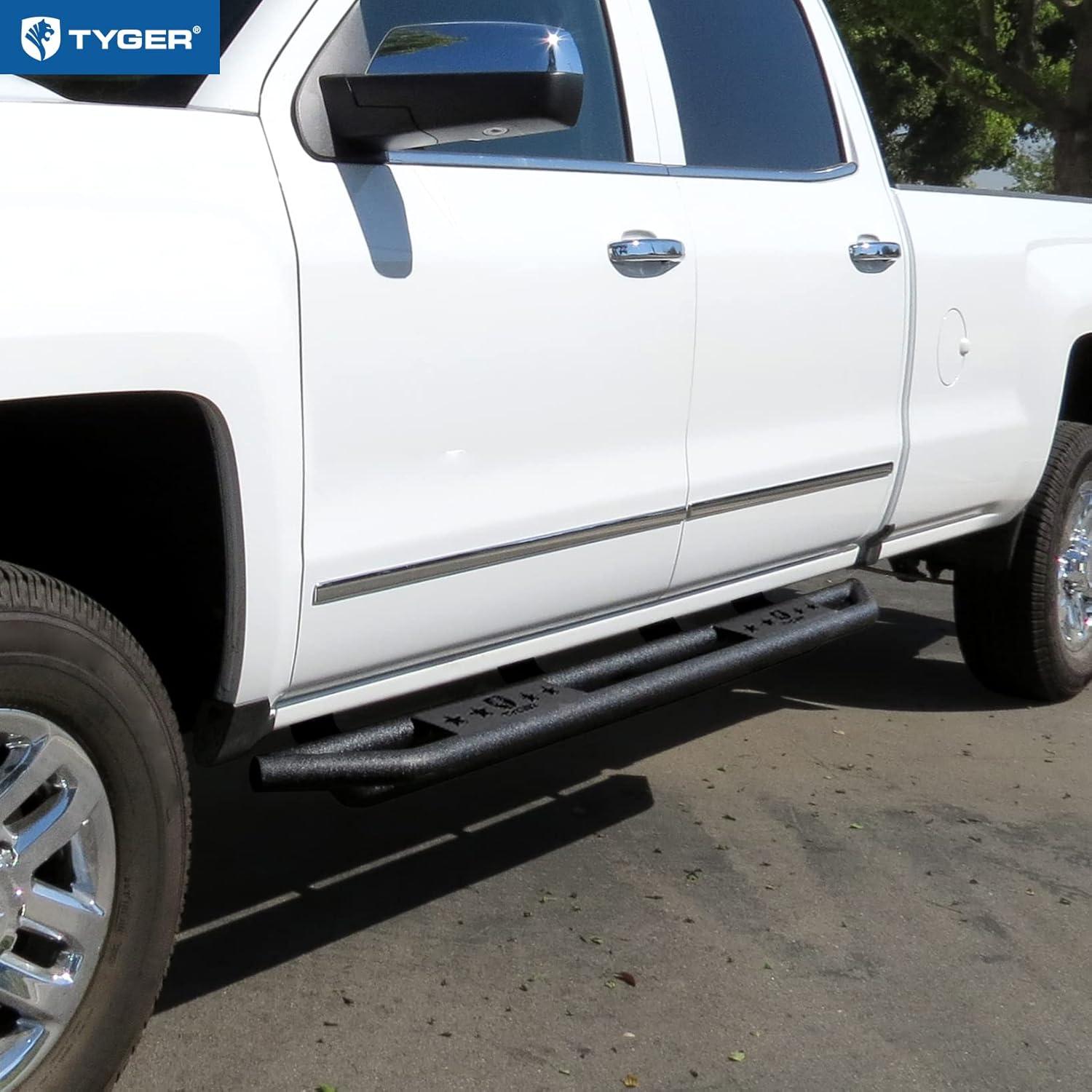 imageTyger Auto Star Armor Compatible with 20072018 Chevy Silverado GMC Sierra 1500 20072019 2500 3500HD 2019 LD  Limited  Crew Cab  TGAM2C20128  Side Step Rails Nerf Bars Running BoardsStar Armor