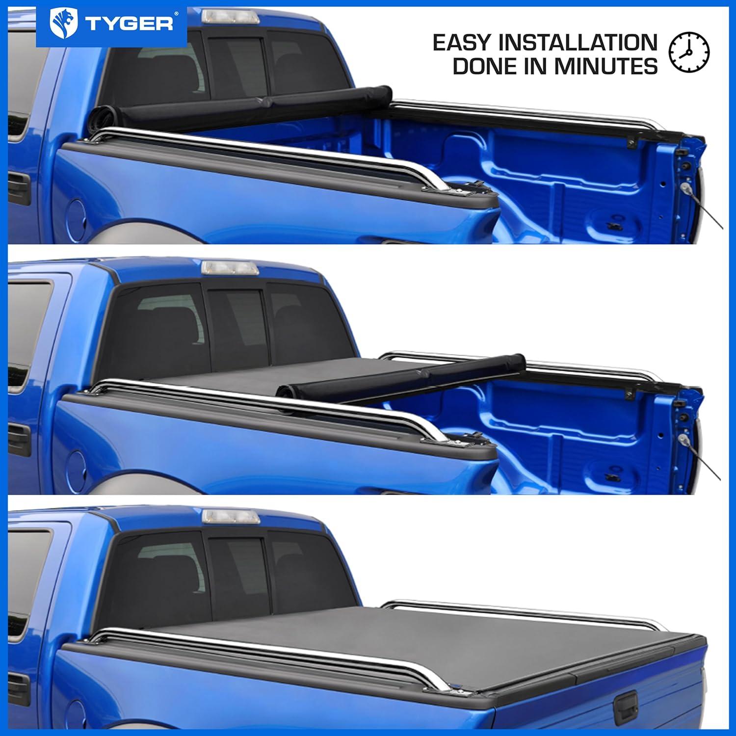 imageTyger Auto T1 Soft Roll Up Truck Bed Tonneau Cover Compatible with 19992016 Ford F250 F350 Super Duty  Styleside 8 Bed 97quot  TGBC1F9028  Black20172025 F250  F350