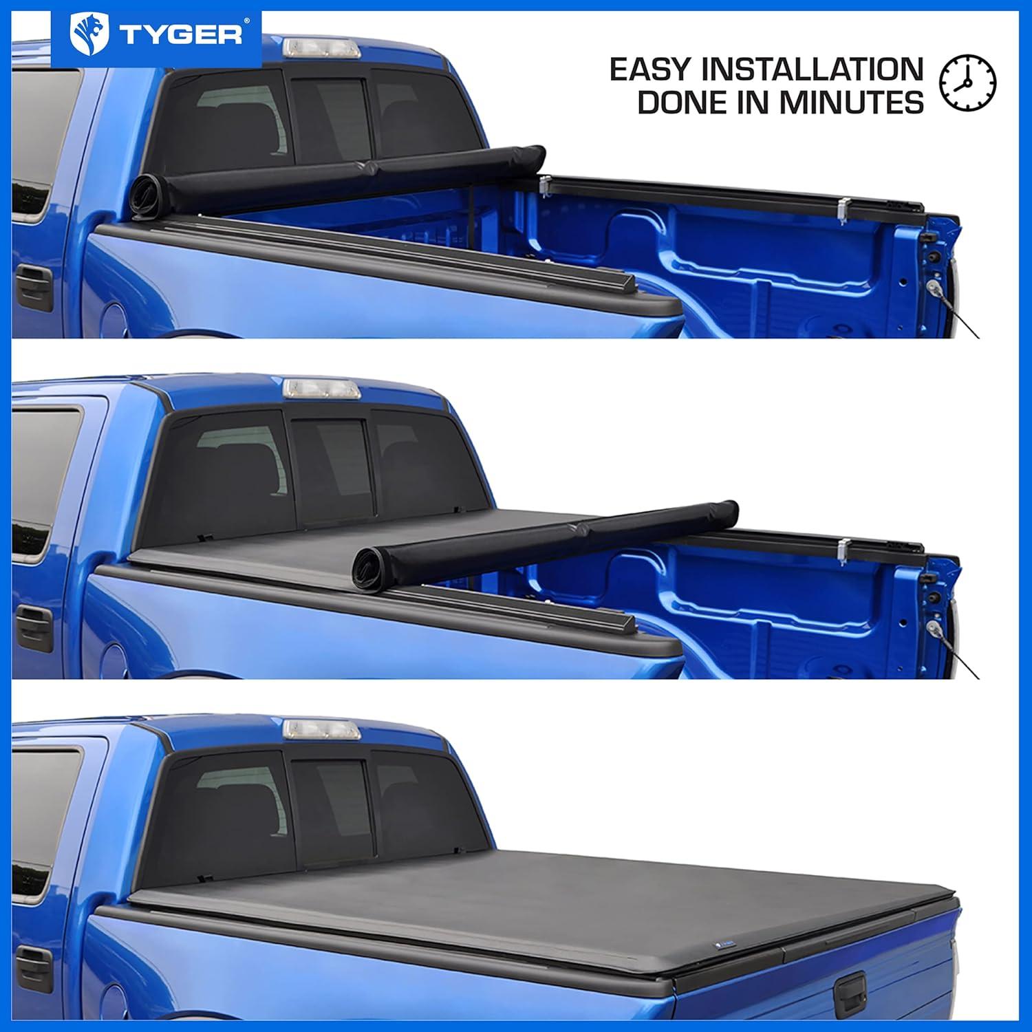 imageTyger Auto T1 Soft Roll Up Truck Bed Tonneau Cover Compatible with 20152018 Chevy Colorado  GMC Canyon  Fleetside 52quot Bed 61quot  TGBC1C9012  Black20192022 Colorado  Canyon