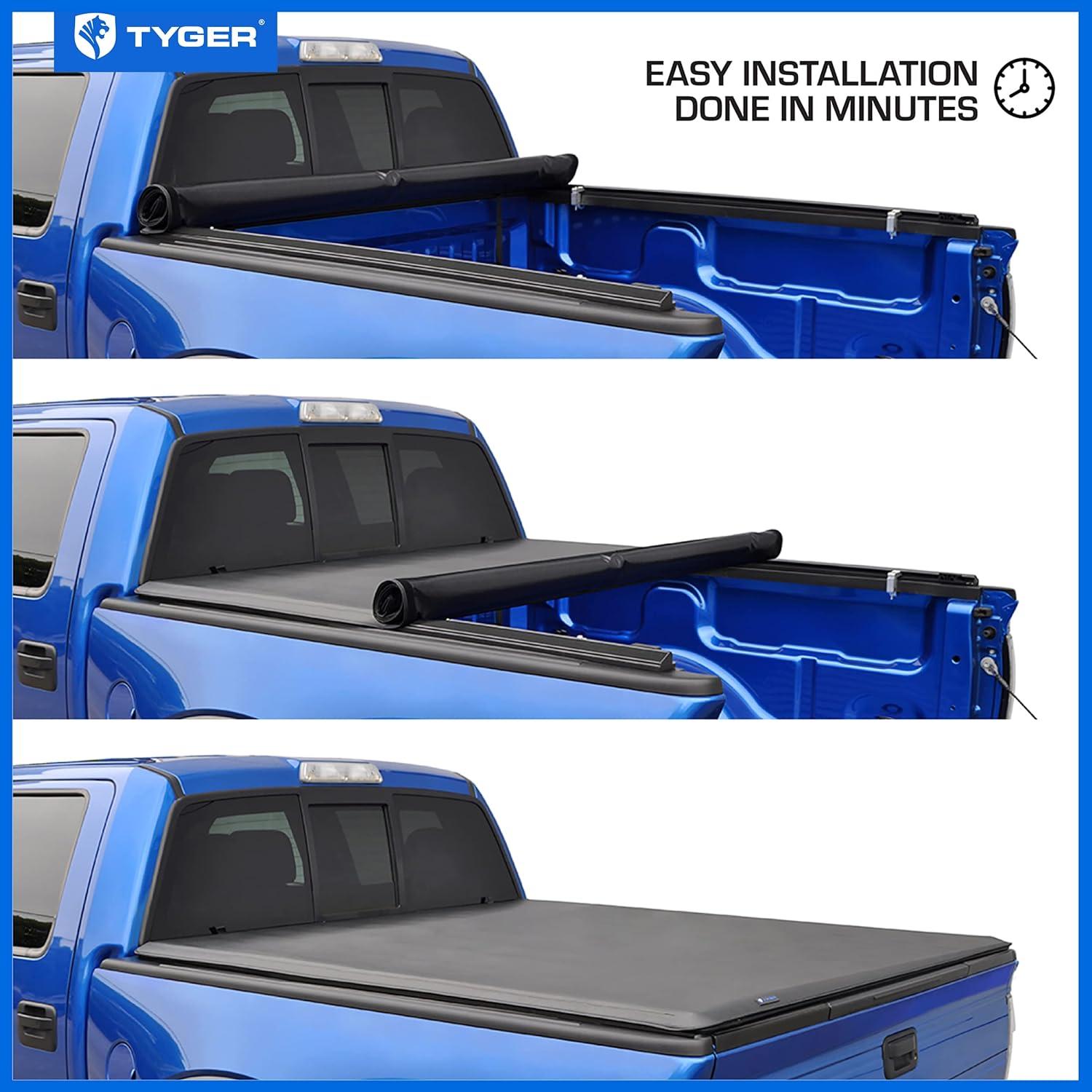imageTyger Auto T1 Soft Rollup Truck Bed Tonneau Cover Compatible with 20092018 Dodge Ram 1500 20192025 Classic  57quot 67quot Bed  TGBC1D901820022008 1500 20032009 25003500