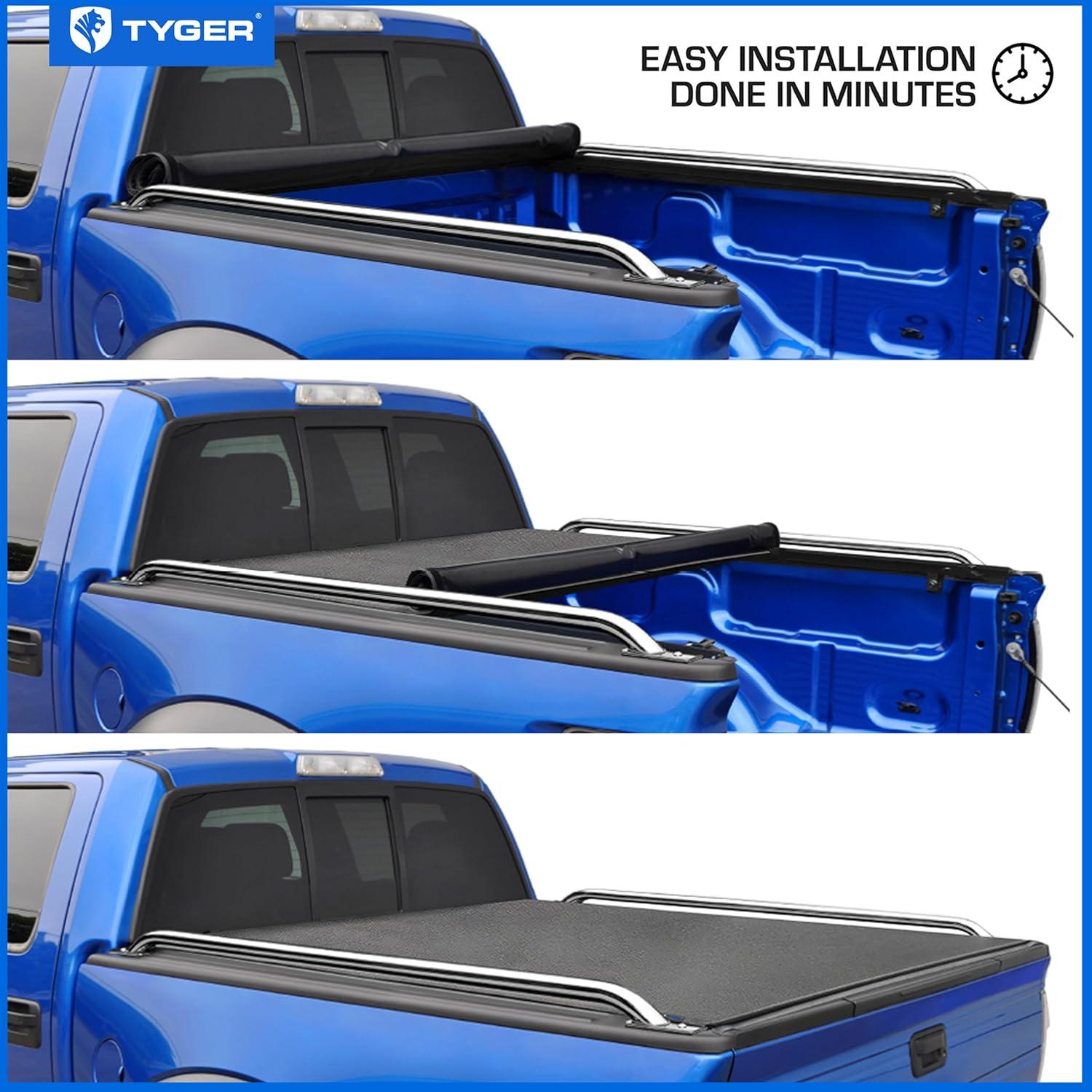 imageTyger Auto T1 Soft Rollup Truck Bed Tonneau Cover Compatible with 20192025 Chevy Silverado GMC Sierra 1500 Not Fit 19 LD 1925 Classic  510quot 70quot Bed  TGBC1C905367ft Bed