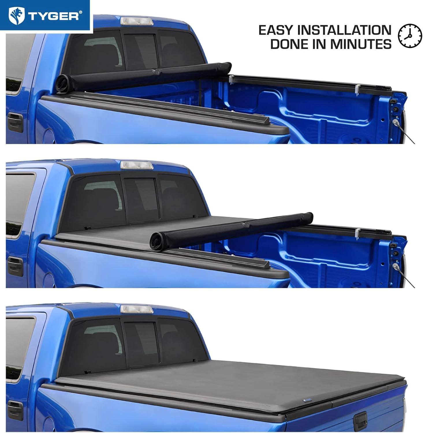 imageTyger Auto T1 Soft Rollup Truck Bed Tonneau Cover Compatible with 20212025 Ford F150 Lightning  55 67quot Bed  TGBC1F906420152025 F150