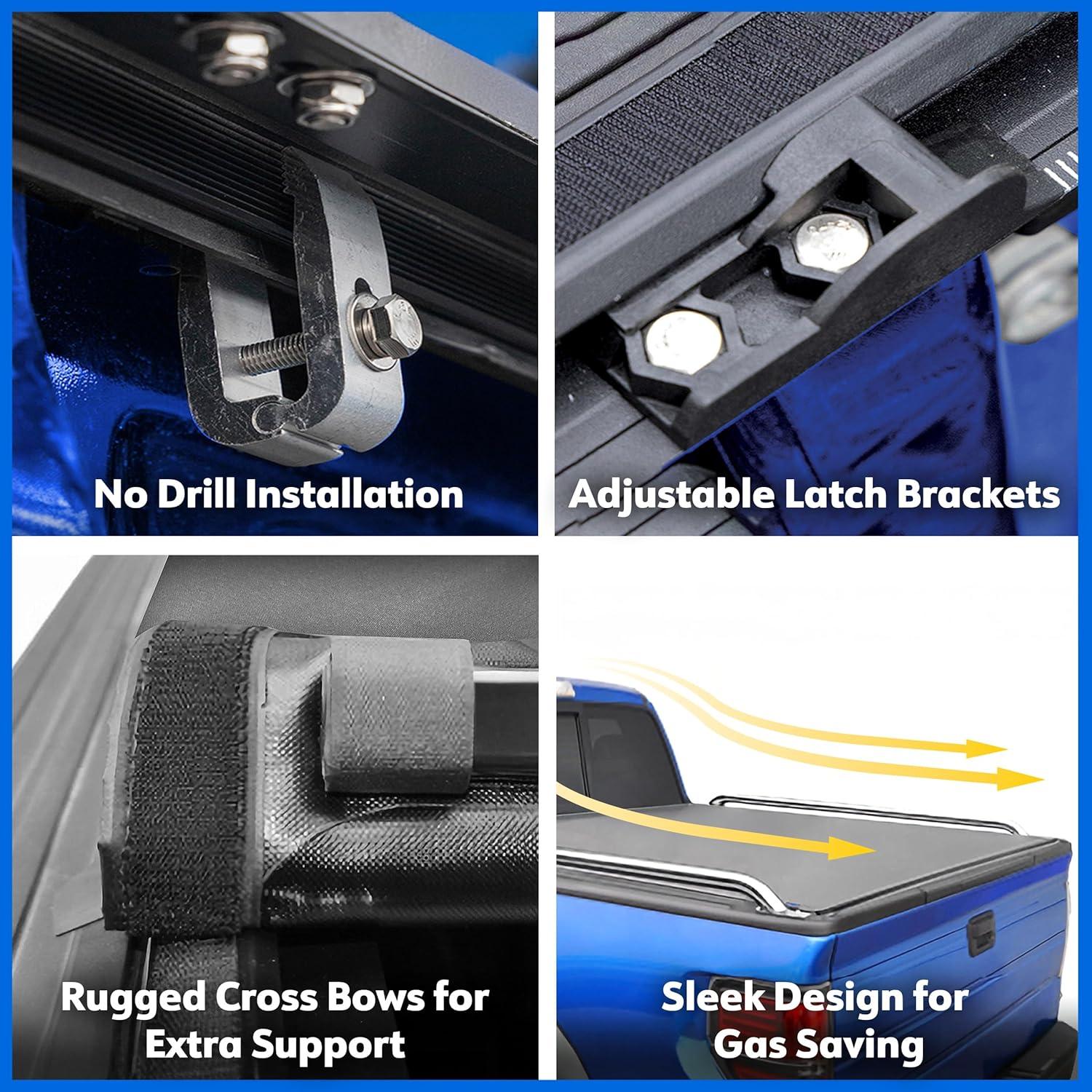 imageTyger Auto T1 Soft Rollup Truck Bed Tonneau Cover Compatible with 20212025 Ford F150 Lightning  55 67quot Bed  TGBC1F906420152025 F150