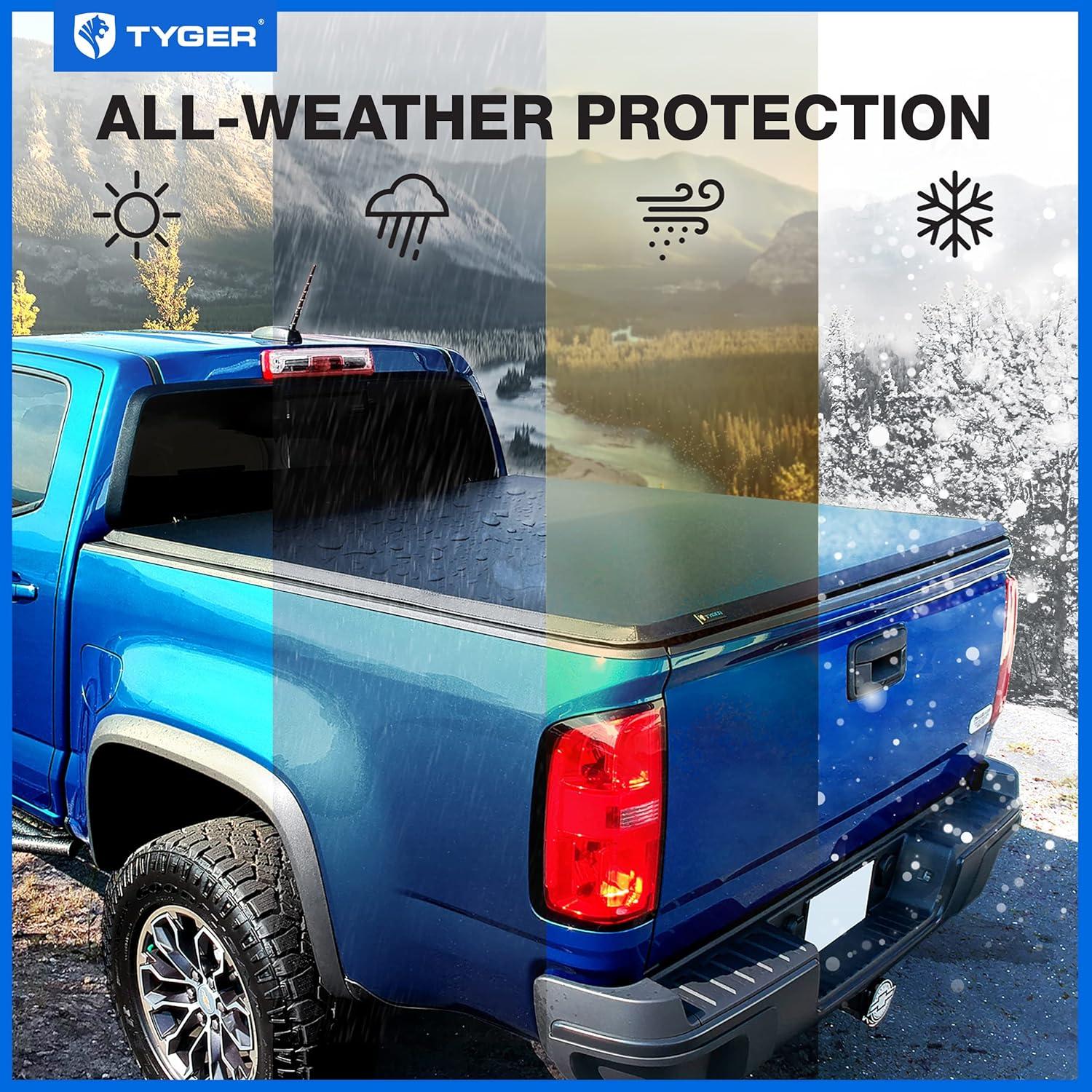 imageTyger Auto T1 Soft Rollup Truck Bed Tonneau Cover Compatible with 20222025 Ford Maverick Not Fit Models with Utility Track System  45 54quot Bed  TGBC1F9061T3 Soft TriFold