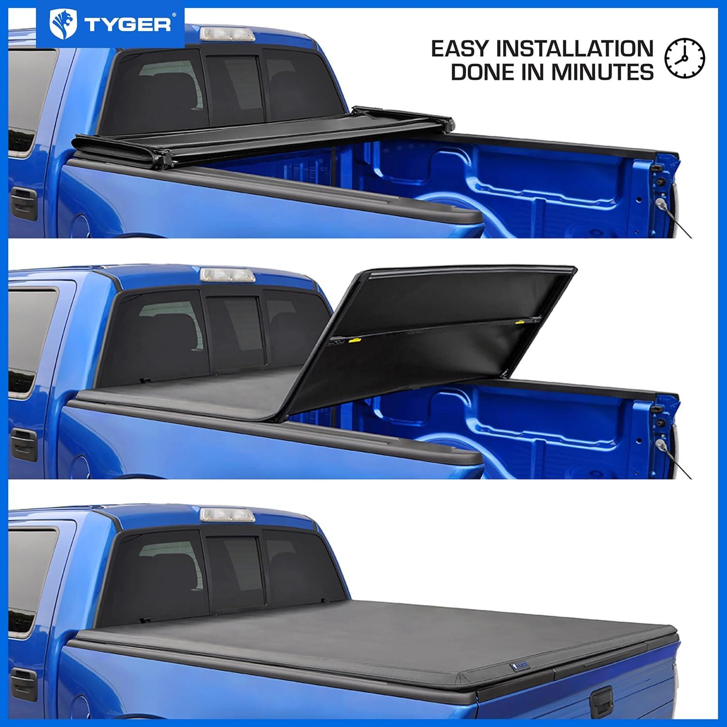 imageTyger Auto T3 Soft Trifold Truck Bed Tonneau Cover Compatible with 20052021 Nissan Frontier 20092012 Suzuki Equator  5 59quot Bed  TGBC3N10285ft Bed