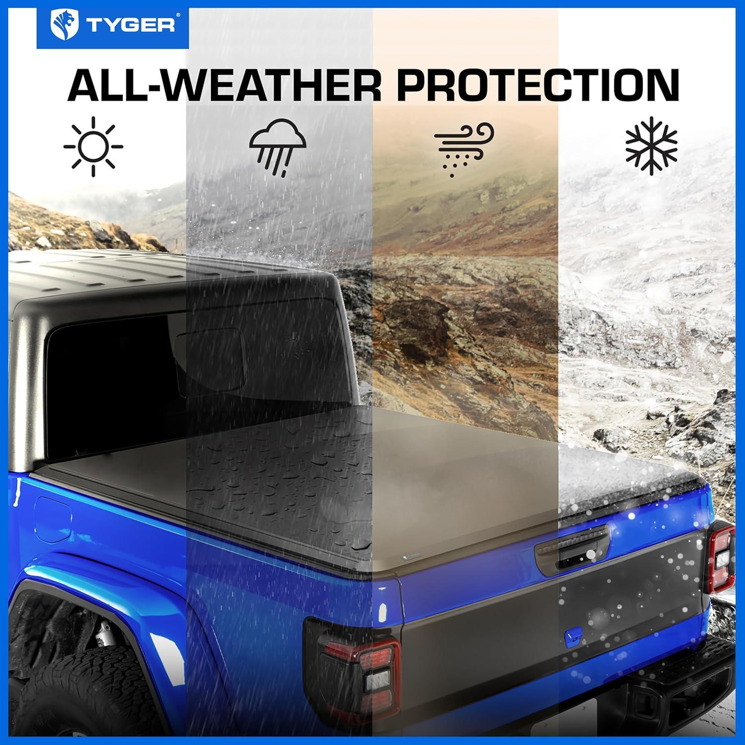 imageTyger Auto T3 Soft Trifold Truck Bed Tonneau Cover Compatible with 20202025 Jeep Gladiator JT  5 60quot Bed  TGBC3J1060T1 Soft RollUp