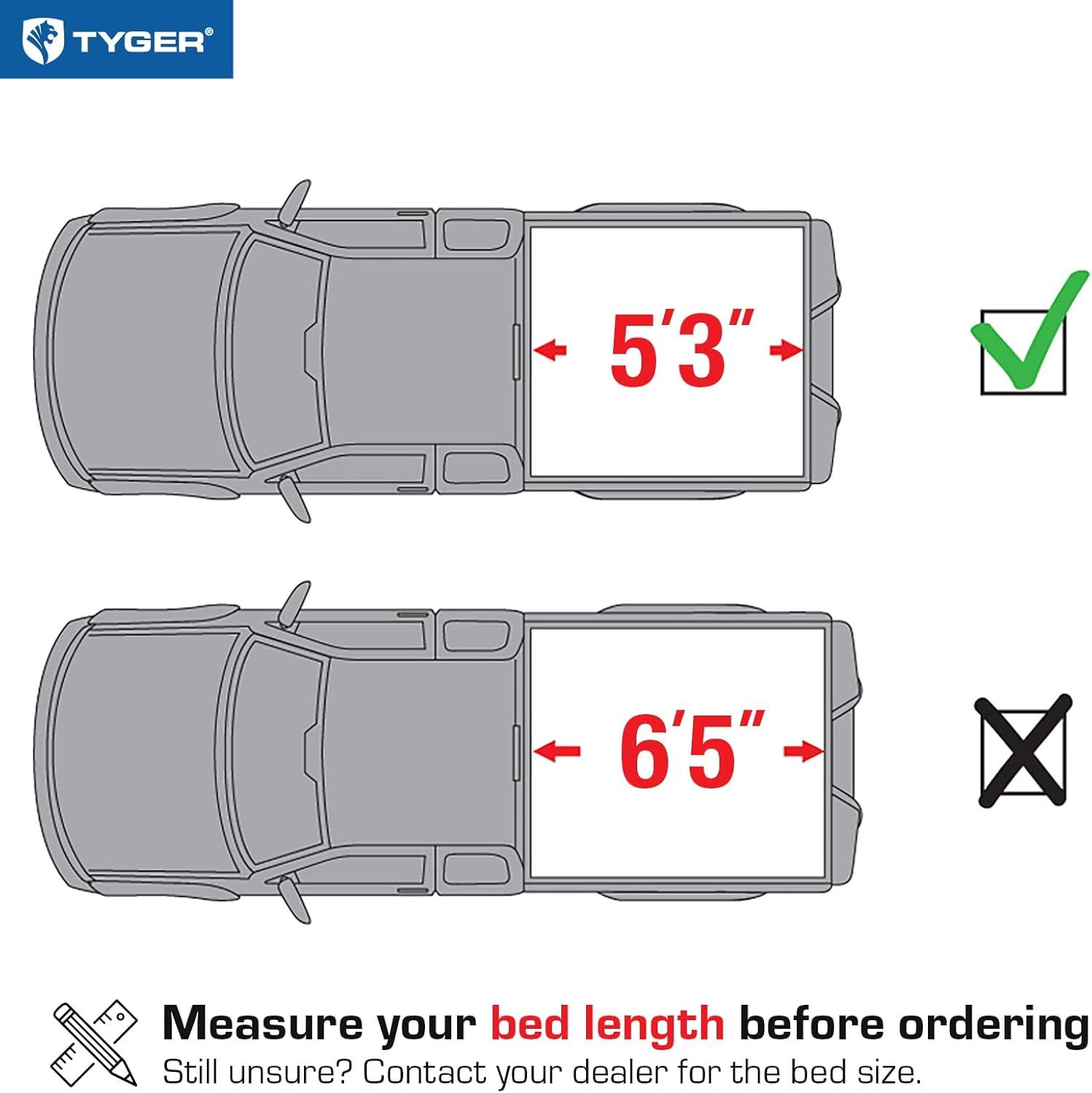 imageTyger Auto T3 TriFold Truck Tonneau Cover TGBC3D1013 Works with 20052011 Dodge Dakota 20062008 Mitsubishi Raider  Fleetside 53 Bed  Fit Models Without Utility Track SystemBlack55ft Bed
