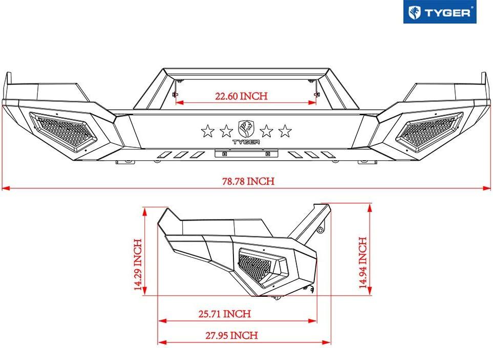 imageTyger Auto TGBP6D80368 Tyger Fury Front Bumper Kit Compatible with 20132018 Dodge Ram 1500 20192024 1500 Classic Excl Rebel ampamp Warlock Trims Textured Black Rock CrawlerTextured Black