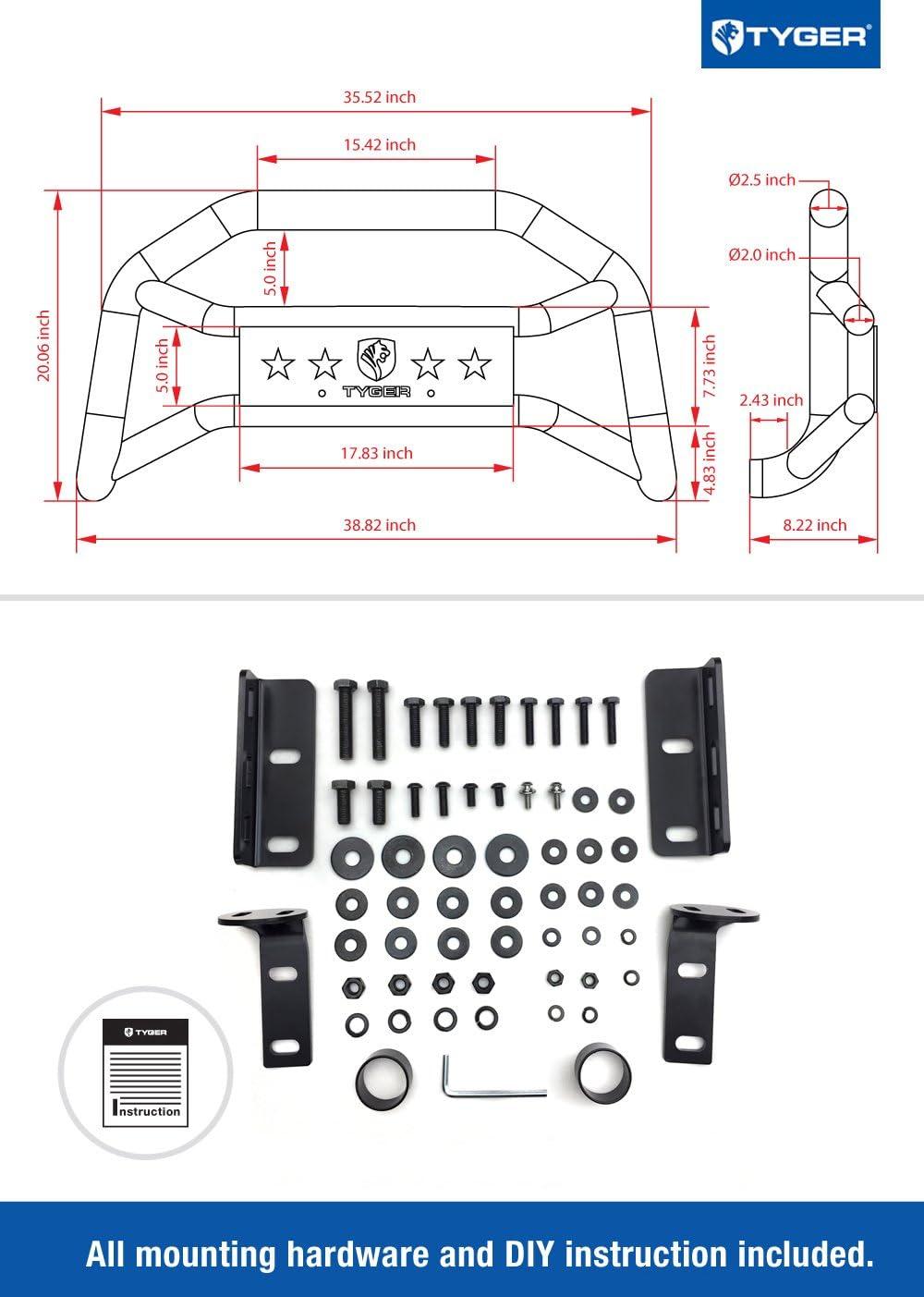 imageTyger Auto TGGD6N60168 Front Bumper Guard Compatible with 20042015 Titan Excl XD Models  Textured Black  Light Mount  Bull Bar