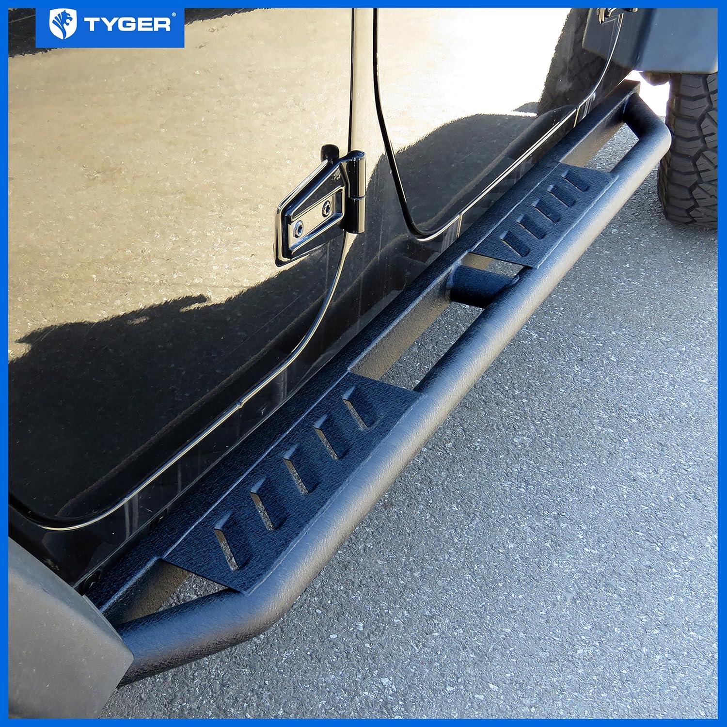 imageTyger Auto Trax Side Steps Compatible with 20072018 Chevy Silverado GMC Sierra 1500 20072019 2500 3500HD 2019 LDLimited  Crew Cab  TGTX7C29878  Textured Black Drop Step Rail Running BoardWrangler JKU 4Door