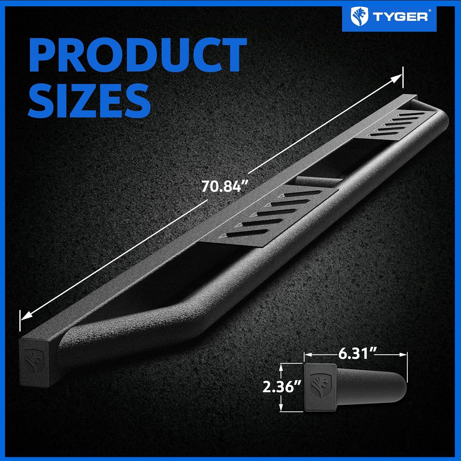 imageTyger Auto Trax Side Steps Compatible with 20072018 Chevy Silverado GMC Sierra 1500 20072019 2500 3500HD 2019 LDLimited  Crew Cab  TGTX7C29878  Textured Black Drop Step Rail Running BoardWrangler JKU 4Door