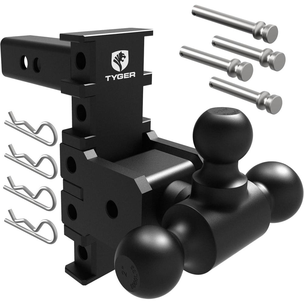 imageTYGER Towing Combo 2inch Receiver Hitch ampamp Wiring Harness ampamp Hitch Cover Fits 20072018 Wrangler JK 2Dr ampamp 4Dr Exclude 2018 JL ModelsTriBall Mount