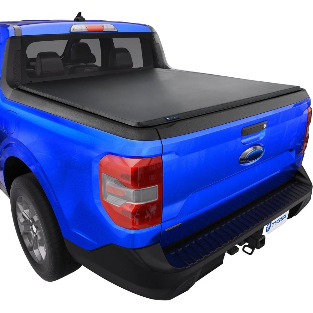 imageTyger Auto T1 Soft Rollup Truck Bed Tonneau Cover Compatible with 20222025 Ford Maverick Not Fit Models with Utility Track System  45 54quot Bed  TGBC1F9061T3 Soft TriFold