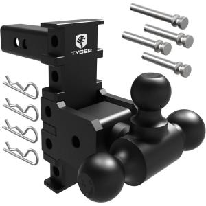 imageTYGER Towing Combo 2inch Receiver Hitch ampamp Wiring Harness ampamp Hitch Cover Fits 20072018 Wrangler JK 2Dr ampamp 4Dr Exclude 2018 JL ModelsTriBall Mount