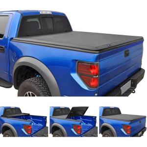 imageTyger Auto T3 TriFold Truck Tonneau Cover TGBC3D1013 Works with 20052011 Dodge Dakota 20062008 Mitsubishi Raider  Fleetside 53 Bed  Fit Models Without Utility Track SystemBlack55ft Bed