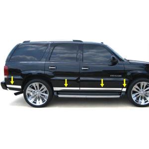 imageMade in USA Compatible with 20012006 Cadillac Escalade EXT Pickup 4PC Stainless Steel Chrome Window Sill Trim OverlayRocker Panel Trim