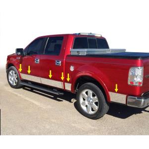 imageMade in USA Compatible with 20042008 Ford F150 Crew Cab 55 Short Bed WFender Flare Rocker Panel Chrome Stainless Steel Body Side Moulding Molding Trim Cover 7quot Wide 12PC