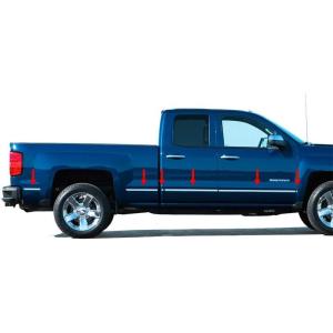 imageMade in USA Compatible with 20142018 GMC Sierra Double Cab 58 Bed Body Side Molding Trim Below Body Line 1 14 Wide 12PC Overlay