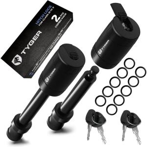 imageTyger Auto Solid Trailer Hitch Lock Pin with Locking Key  for 58 inch Pin Holes on 2 inch Receivers  TwoPack Combo  Class III IV V  19000 lb Load Rating  TGHL3U022B  Weatherproof AntiTheft2 Pack  Keyed Alike