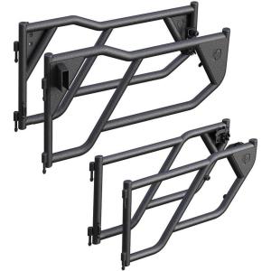 imageTyger Auto TGDR4J62288 Tubular Doors Compatible with 20072018 Jeep Wrangler JK NOT JL 4Doors  Textured Black  Mirror Mount  Front ampamp Rear Door Set