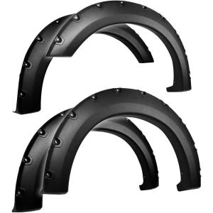 imageTyger Auto Fender Flare Compatible with 20042008 Ford F150 Exclude Heritage 20062008 Lincoln Mark LT Fleetside Rough Textured Black BoltRiveted Style 4pc  TGFF8F4017Black