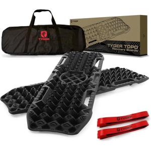 imageTyger Auto Topo OffRoad Recovery Boards  Jack Lift Compatible  Extra Wide  Emergency Rescue on Mud Snow Sand for Trucks SUV  Tire Wheel Traction Mat Ramp Pads  Pair Set  Blue  TGRD2U22235Black