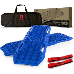 imageTyger Auto Topo OffRoad Recovery Boards  Jack Lift Compatible  Extra Wide  Emergency Rescue on Mud Snow Sand for Trucks SUV  Tire Wheel Traction Mat Ramp Pads  Pair Set  Blue  TGRD2U22235Blue