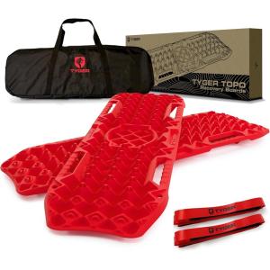 imageTyger Auto Topo OffRoad Recovery Boards  Jack Lift Compatible  Extra Wide  Emergency Rescue on Mud Snow Sand for Trucks SUV  Tire Wheel Traction Mat Ramp Pads  Pair Set  Blue  TGRD2U22235Red