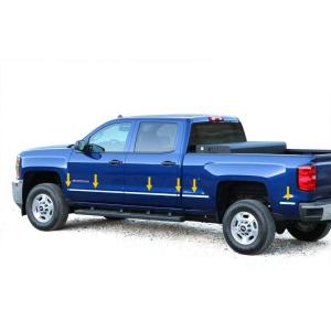 imageMade in USA Compatible with 20142018 GMC Sierra Crew Cab 68 Bed Body Side Molding Trim Below Body Line 1 14 Wide 12PC Overlay