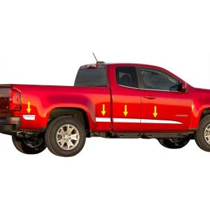 imageMade in USA Compatible with 20152018 Chevy Colorado Ext Cab Long Bed Angled Accent Generic Body Side Molding 8PC