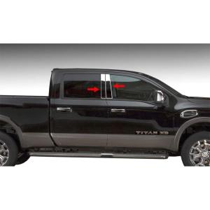 imageMade in USA Compatible with 20162024 Nissan Titan Crew Cab Stainless Steel Chrome Pillar Post Trim 4PC