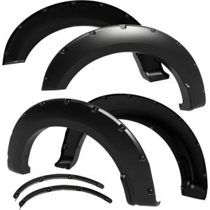imageTyger Auto Fender Flare Compatible with 20172022 Ford F250 F350 Super Duty Smooth Textured Black Paintable BoltRiveted Style 4pc  TGFF8F4388