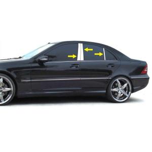 imageTyger Auto Made in USA Compatible with 20002007 MercedesBenz Benz C Class Stainless Steel Chrome Pillar Post Trim 6PC