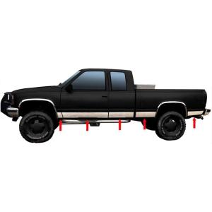 imageMade in USA Compatible with 19881998 ChevyGMC Pickup 3 Door Extended Cab WO Fender Flare Short Bed Rocker Panel Trim Body Side Moulding Without Fender Flare 625 Wide 11PC