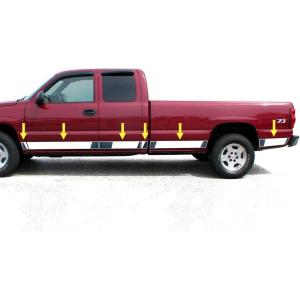 imageMade in USA Compatible with 19992006 Chevy Silverado 4 Door Extended Cab Long Bed Without Fender Flare Rocker Panel Trim Body Side Moulding 6 Wide 12PC