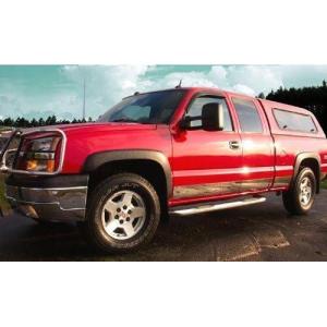 imageMade in USA Compatible with 19992006 Chevy Silverado 4Dr Extended Cab Short Bed WO Fender Flare Rocker Panel Chrome Stainless Steel Body Side Moulding Molding Trim Cover 6 12PC