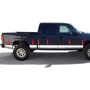 imageMade in USA Compatible with 20012006 Chevy Silverado Crew Cab Short Bed WO Fender Flare Rocker Panel Chrome Stainless Steel Body Side Moulding Molding Trim Cover 6 12PC