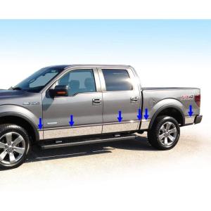 imageMade in USA Compatible with 20092014 Ford F150 Platinum Crew Cab 55 Bed WFender Flare Rocker Panel Chrome Stainless Steel Body Side Moulding Molding Trim Cover 55 Wide 12PC