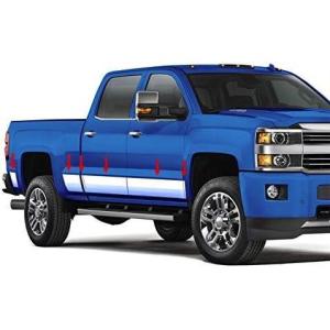 imageMade in USA Compatible with 20142018 Chevy Silverado Crew Cab 58 Bed Rocker Panel Trim 8 Wide 12PC