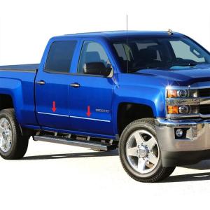 imageMade in USA Compatible with 20142018 ChevyGMC SilveradoSierra Double Cab Body Side Molding Trim 1 18 4PC